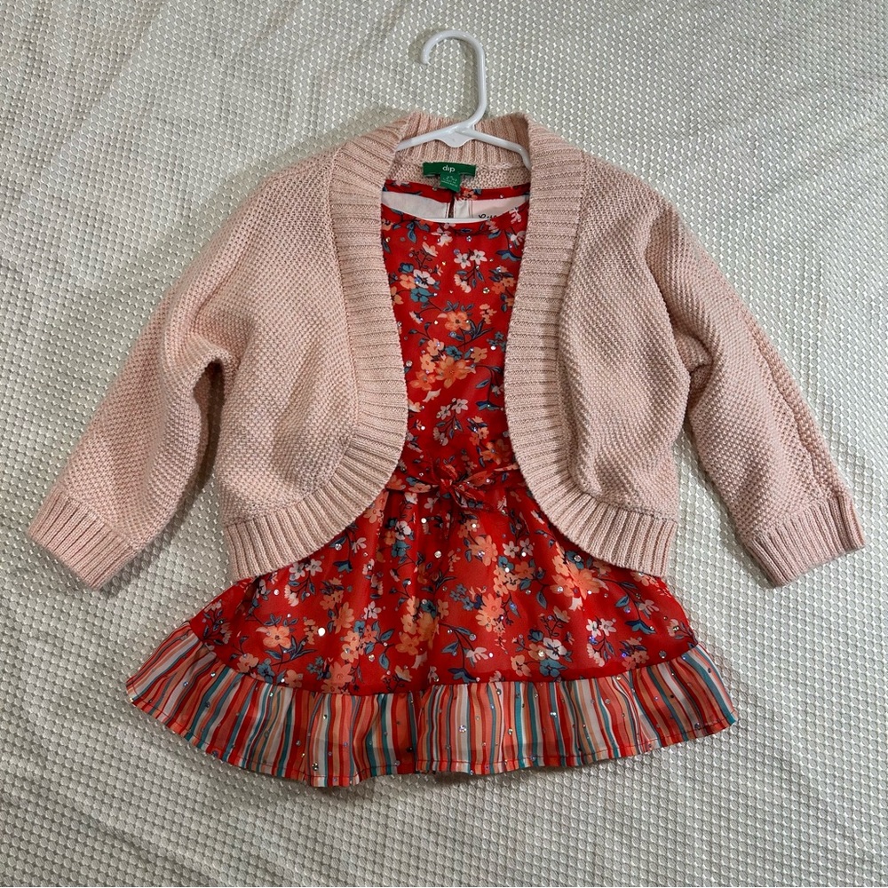 Little Lass Dress, size 4 with Pink Sweater (A3)